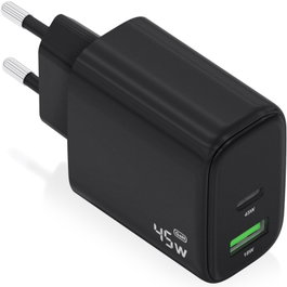 Aisens Cargador GaN 45W con USB-C y USB-A, Negro A110-0972